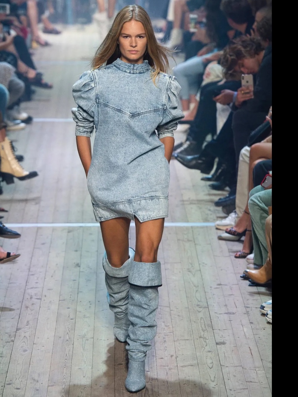 Isabel Marant Runway Multicolor Ombre Denim Sculptural Mini Dress Size 36 NEW